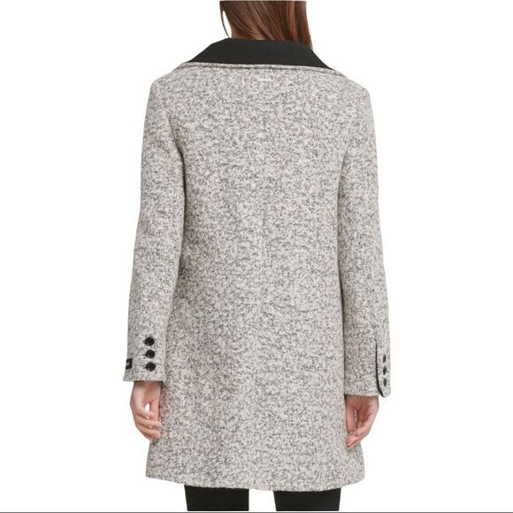 Dkny Single Breasted Bouclé Wool Coat Size M - Picture 4 of 13